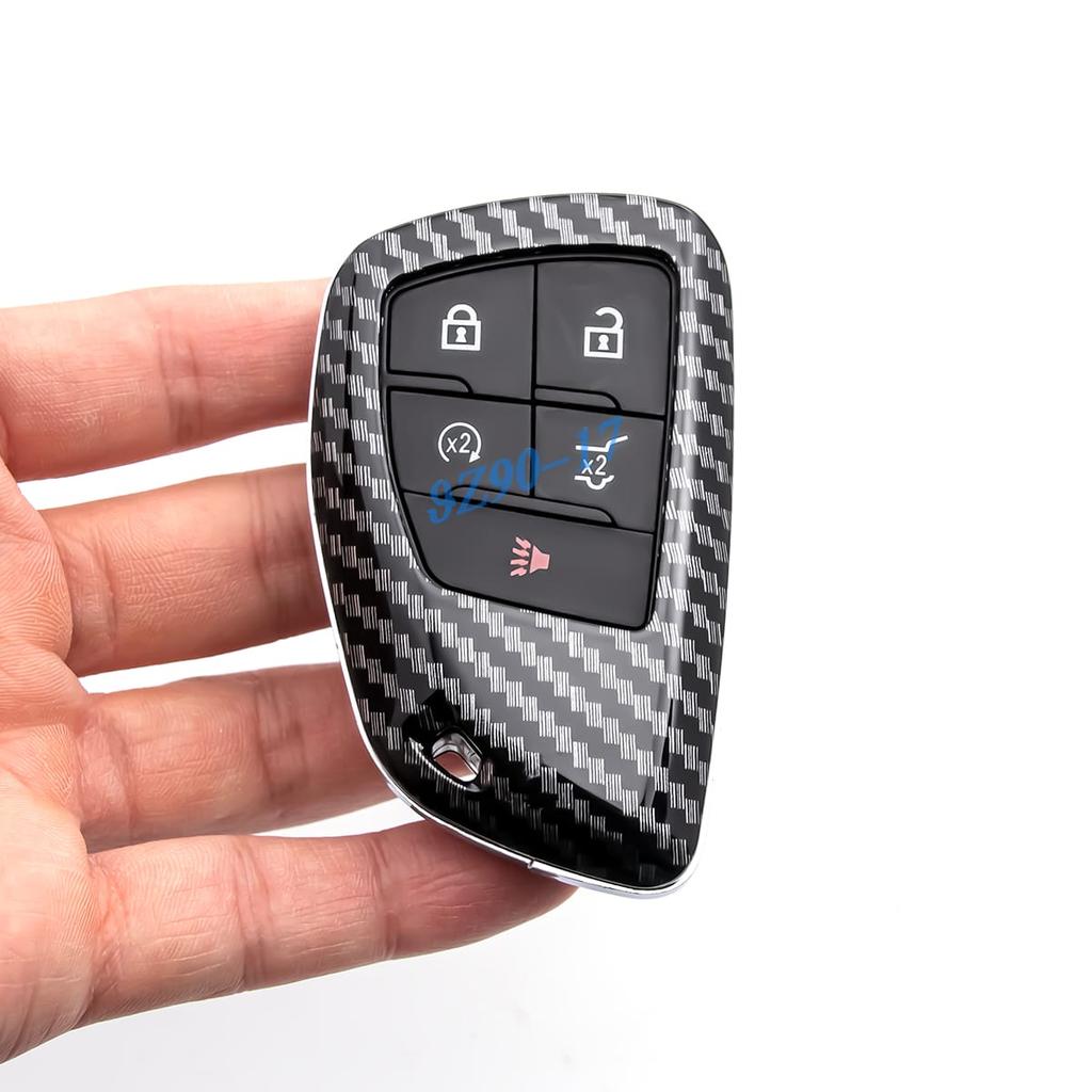 Abs Carbon Fiber Car Smart Key Cover Case Keychain For Buick Envision Chevy Tahoe Suburban Colorado Traverse Gmc Yukon Canyon