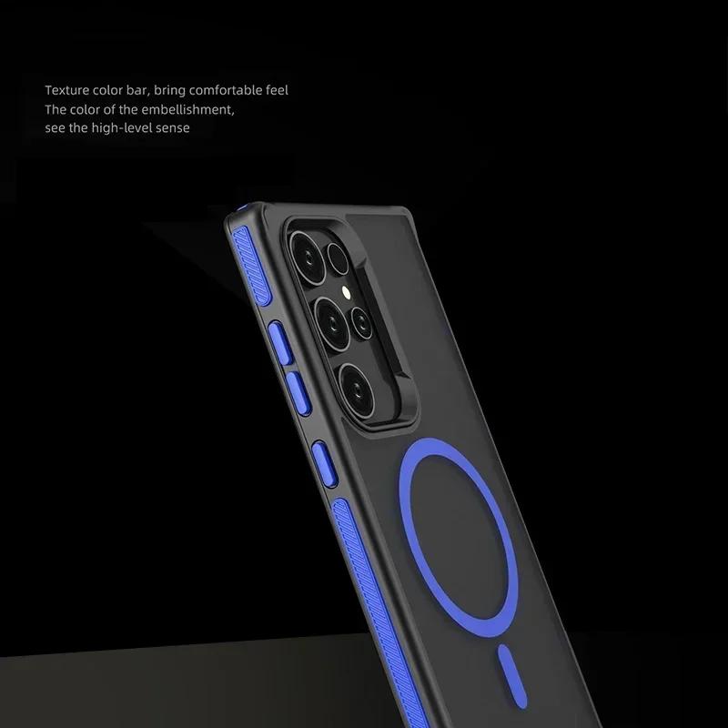 Matte Magnetic Phone Case For Samsung Galaxy S25 S23 S22 S24 Ultra Plus Magsafe Wireless charging Translunt Shockproof Cover