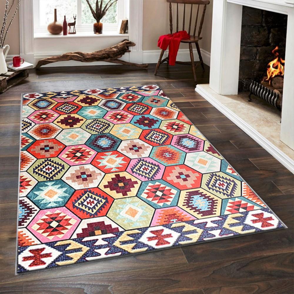 

BOHO Retro Ethnic Style Bedroom Side Rug, Living Room Entrance Door Mat, Autumn/Winter Home Decoration 40x60cm 16x24inch