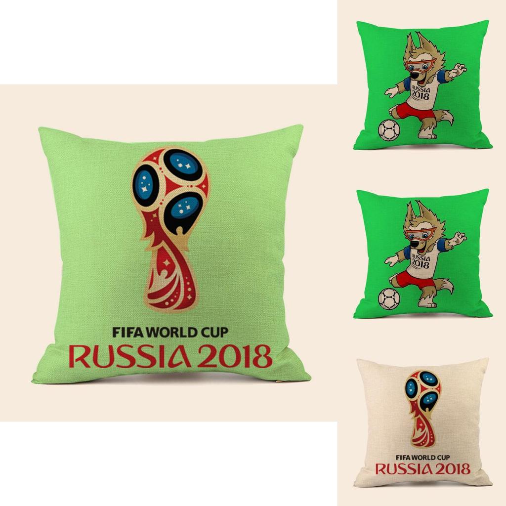 Soccer Fans World Cup 32 Teams Cotton Pillowcase With Emblem For Home Bar Lounge
