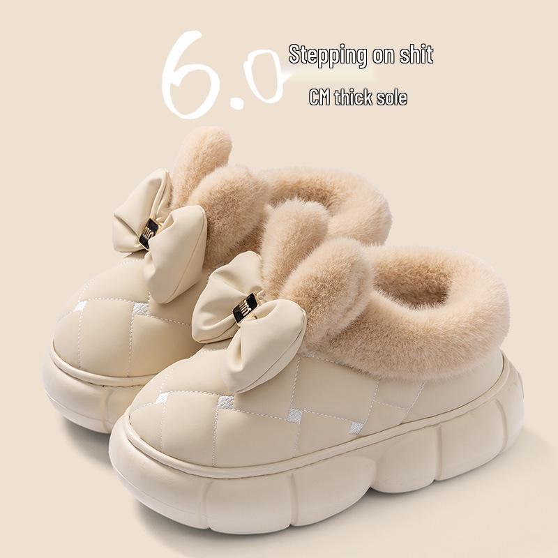 Damen 2025 Winter High-Top Schleifenstiefel: Indoor/Outdoor Rutschfest, Dicksohlig, Wasserdicht Baumwollschuhe