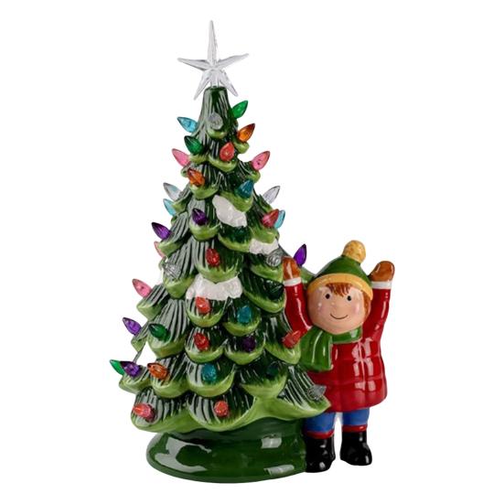 

Настольная рождественская елка с подсветкой, на батарейках, для помещений/улицы, разноцветные огни, настольное украшение, классическая рождественская елка D