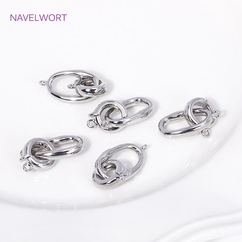 18K Gold Plated Pearl Clasp Connector,Brass Oval Connector Fastener Clasps For DIY Bracelet Jewelry Making Accessories
