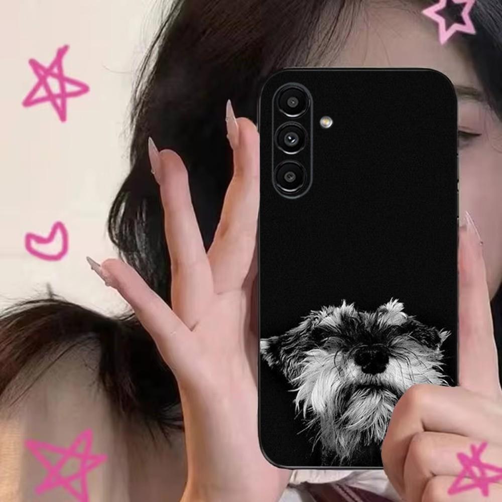 Cartoon Schnauzer Dog Cute Phone Case For Samsung S24,S21,S22,S23,S30,Ultra,S20,Plus,Fe,Lite,Note,10,9,5G Black Soft Cover