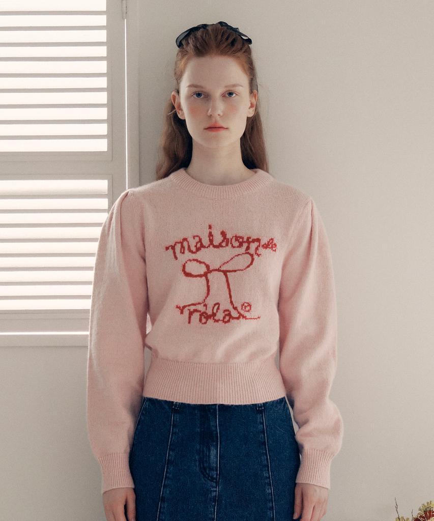 ROLAROLA Rola Ribbon Puff Sleeve Knit Pink