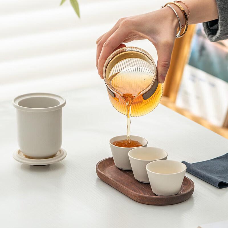 Portable Ceramic & Glass Travel Tea Set