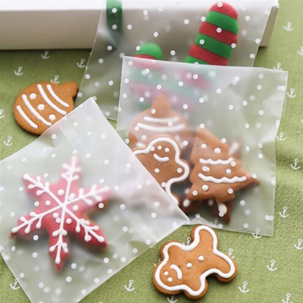 100pcs Self-adhesive Cookie Bag Transparent Gift Bag Baking Supplies Candy Bag  Cookies Packing