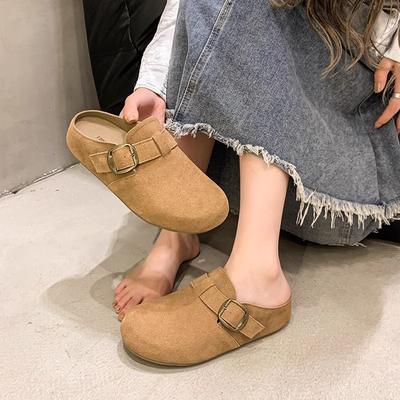 Boken Shoes Women's Bag Head Half Slippers Wear 2024 New Autumn One-pedal Lazy Shoes Retro Boken Half Slippers