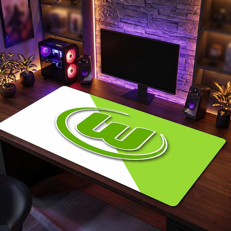VfL Wolfsburg FC Themenmuster Mauspads, Fußball Logo Design XXL Gaming Schreibtischmatte Rutschfeste Computer-Mauspad