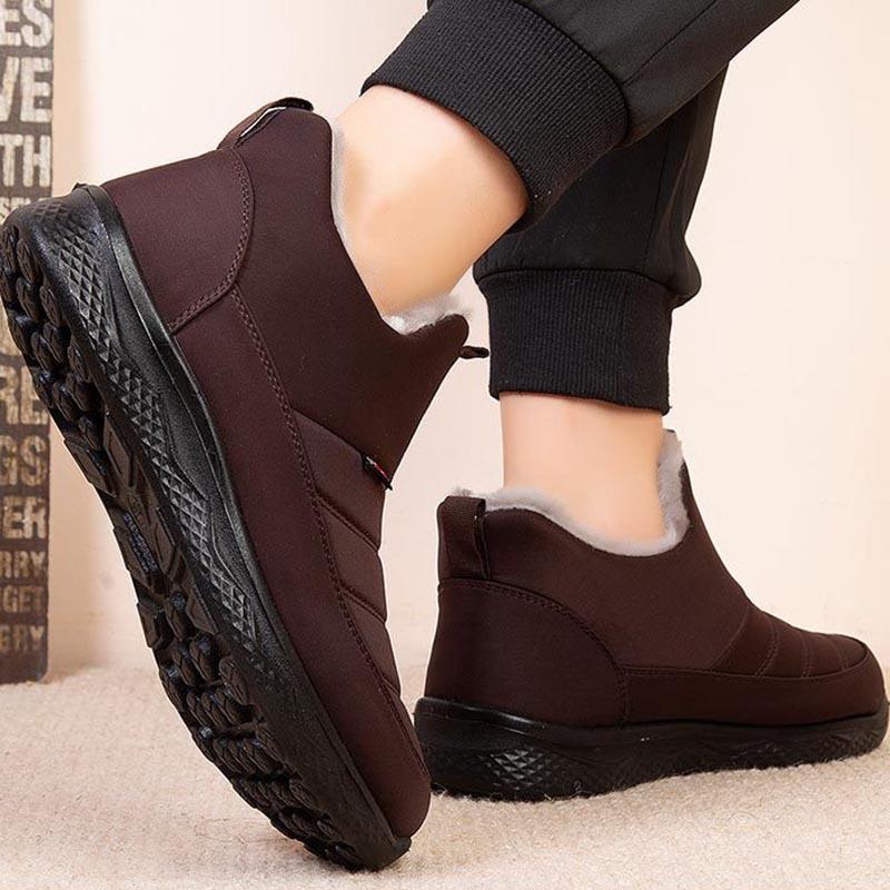 Winter Plus Velvet Thickened Warm Large Size Flat-bottomed Non-slip Cotton Boots