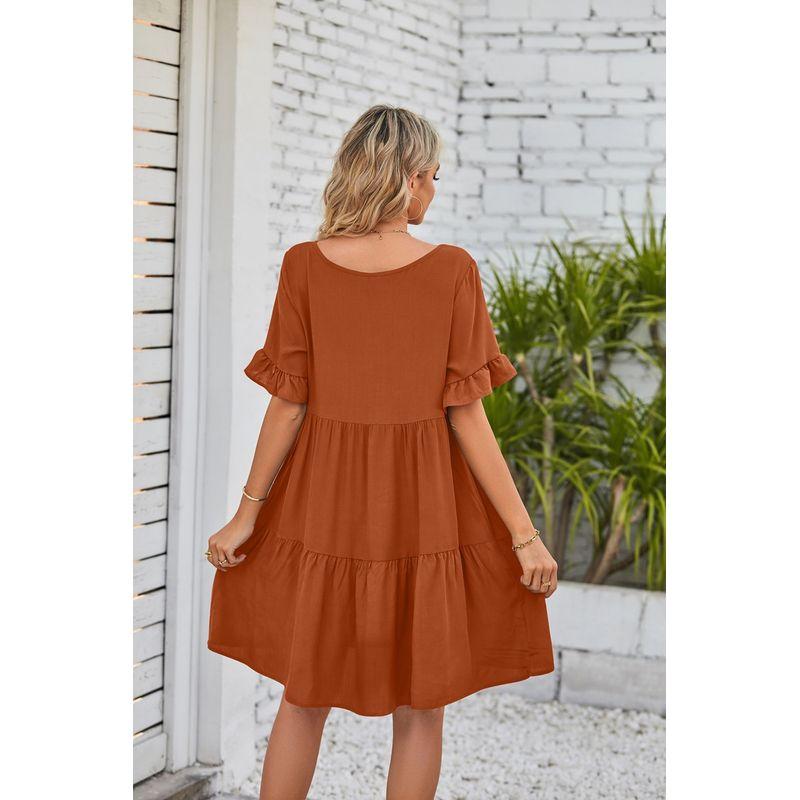

2024 New Women s Casual Pleated Dress Patchwork Backless Dress Burgundy XL