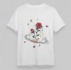 Women's Plus Size Classic T-Shirt Saturn Ring Red Rose Celestial Print Tee USA
