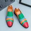 Street Fashion Men Designer Pointed Patent  Leather Shoes Mix Color Patchwork Loafers Wedding Male Office Dress Casual Footwear