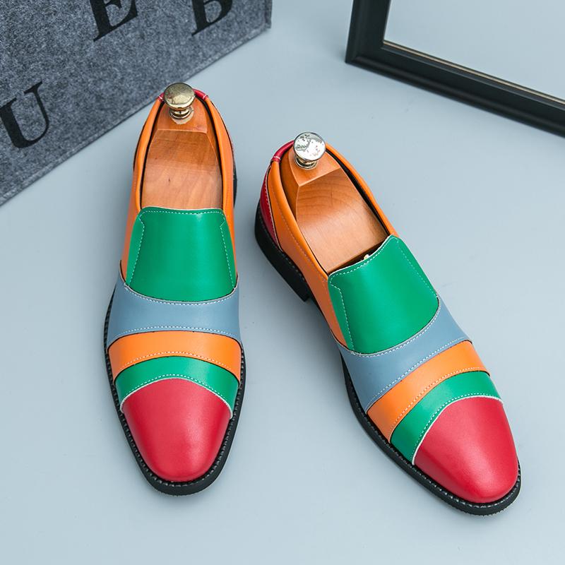 

Street Luxury Men Multi Color Loafers Shoes Slip on Leather Pointed Business Casual Men Shoes New Leather Driving Shoes 46