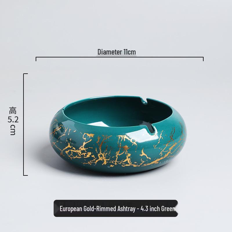 Luxury Gold-Plated Ceramic Ashtray for Home or Office