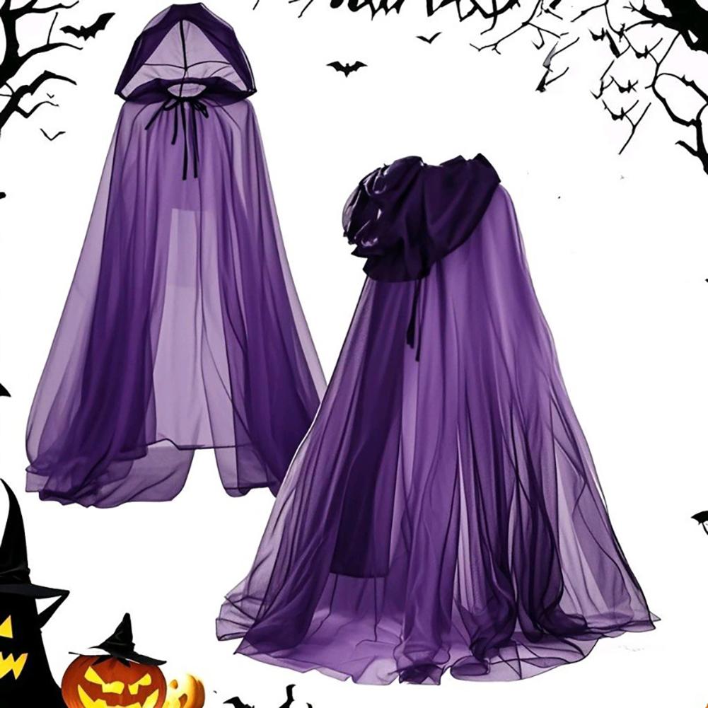 New Halloween Hooded Cape Spooky Witch Cloak With Hood For Halloween Cosplay Costume For Masquerade Balls Photography Party