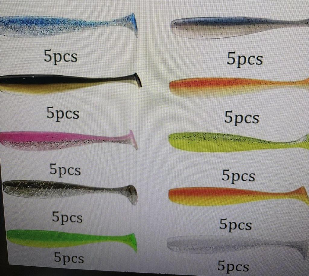 River Stream Two-Tone T-tail Soft Lure with Jig Head Hook for Mandarin Fish, Perch, Pike, Texas Rig