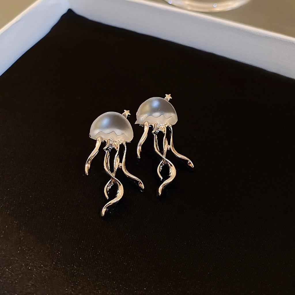 Deep Sea Jellyfish Frosted Earrings With Fashionable And Creative Design, Sweet And Cool Earrings