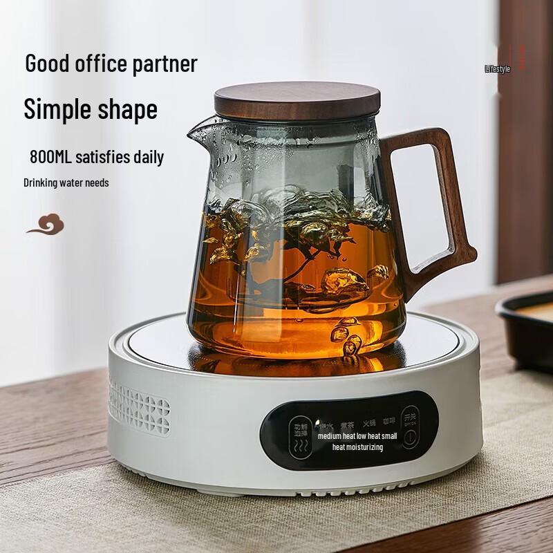 YIHUTEA Chinese Glass Tea Set with Pine Holder