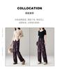 Chinese style printed casual wide leg pants for women in spring 2026, fashionable, loose and versatile, slimming and floor hugging pants