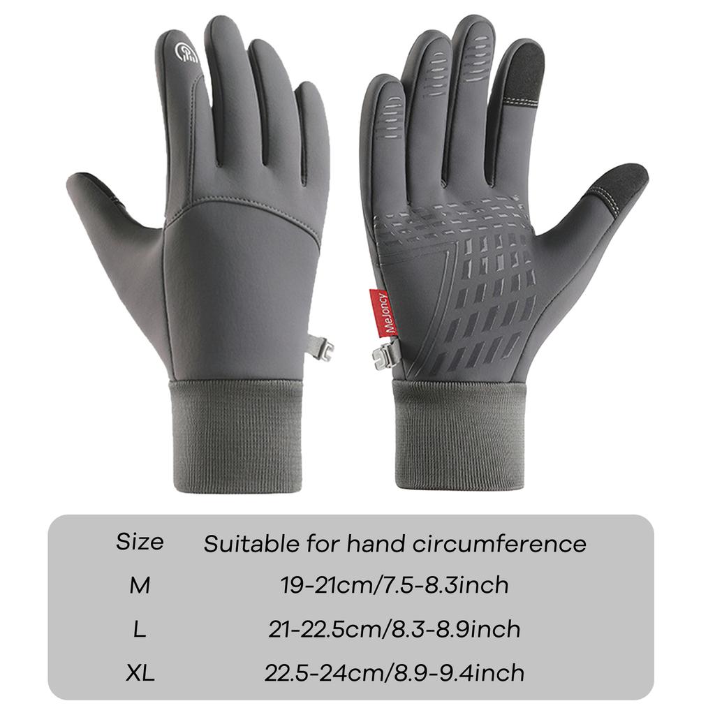 Winter Thermal Touchscreen Gloves Waterproof Anti-Slip for Skiing Cycling Outdoor Sports Black Grey