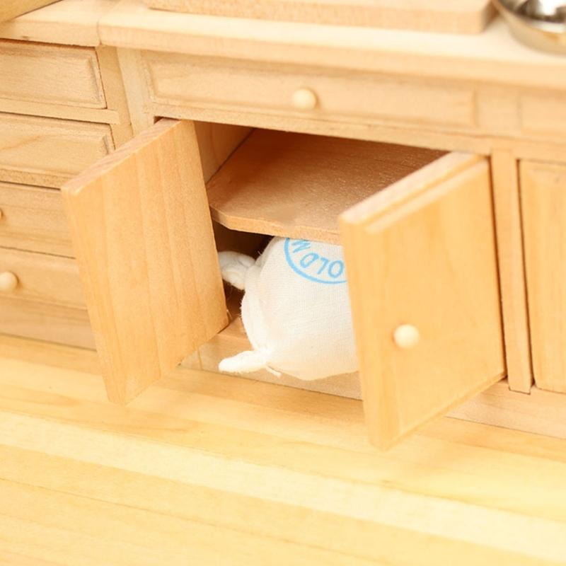 Dollhouses Miniature Cabinet Wooden Kitchen Scene Display Accessories 1/12 Unpainted Furniture Craft Project Supply