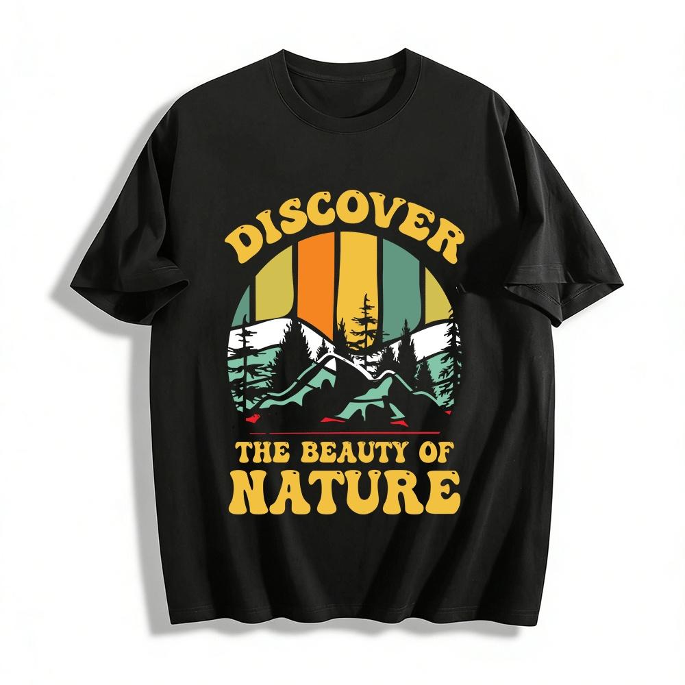 Discover The Beauty Of Nature Outdoor Graphic Print Casual Tee Pure cotton T-shirt XXS
