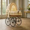 Retro Emma Moses Basket - Natural + Cream Lace Bedding