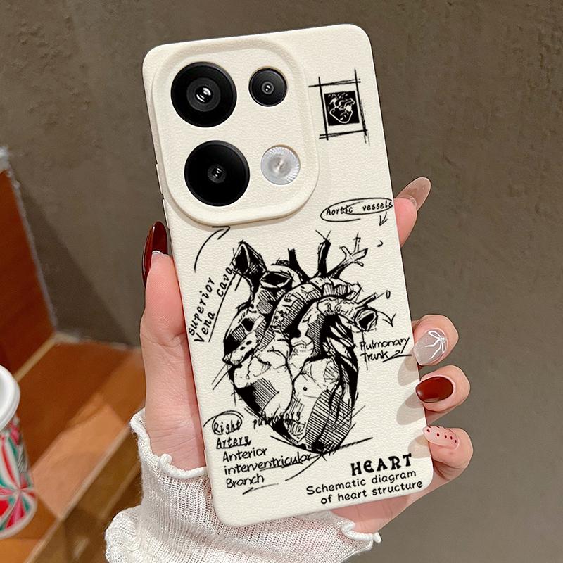 

Мягкий матовый чехол с рисунком сердца для Xiaomi 13T Pro Poco X7 X6 M6 Pro Redmi Note 14 Pro 13 12 11 TPU кожаная текстура противоударный тонкий чехол для телефона Redmi Note 14 5G белый/бежевый