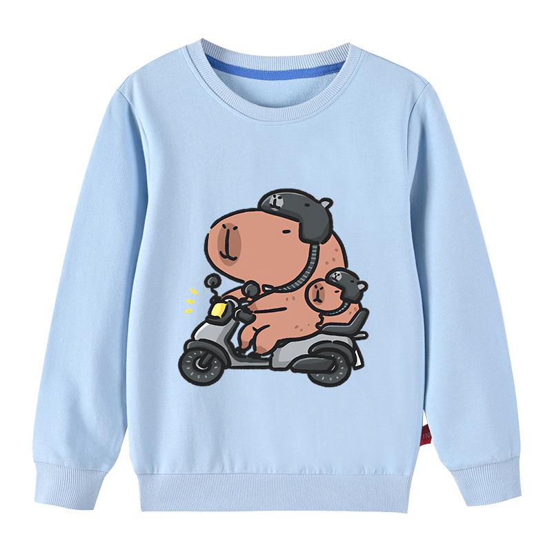 Children's Clothing Kawaii Cartoon Capybara Print Long Sleeve T-shirt Animal Capibara Sport Shirts Kids Cotton Sweatshirt