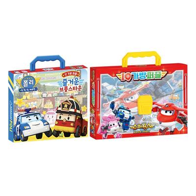 ROBOCAR POLI First Carry Puzzle Joyful Broomstown (8·10·12·14pcs) / Super Wings Season 8 IQ Carry Puzzle (15·24·30·42pcs)  –Made In Korea  (3 Options)