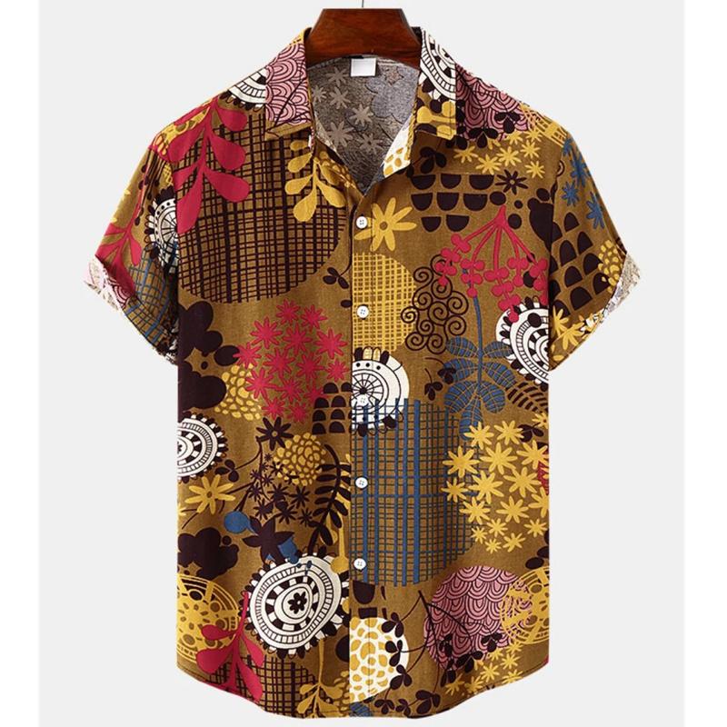 3D Printed Flower Hawaiian Shirts For Men Plants Patterns Button Shirt Summer Short Sleeves Tops Loose Aloha Shirts Streetwear