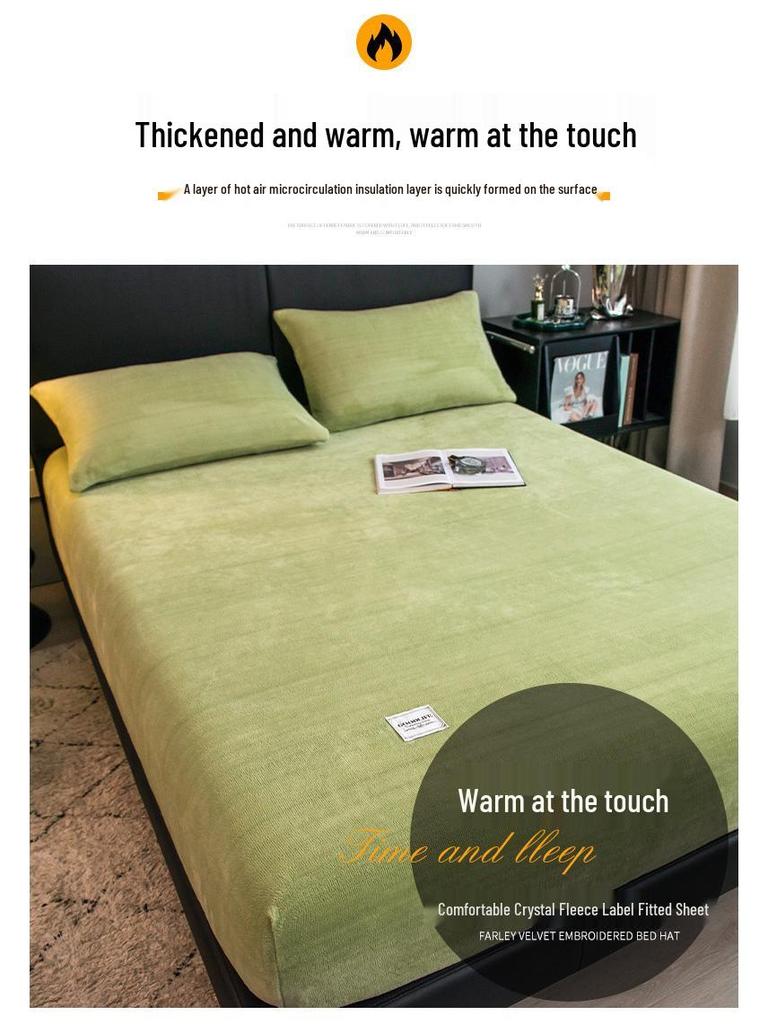 G5Z Milk Velvet Fitted Single Bed Sheet & Mattress Cover - Warm Winter Dorm Protector