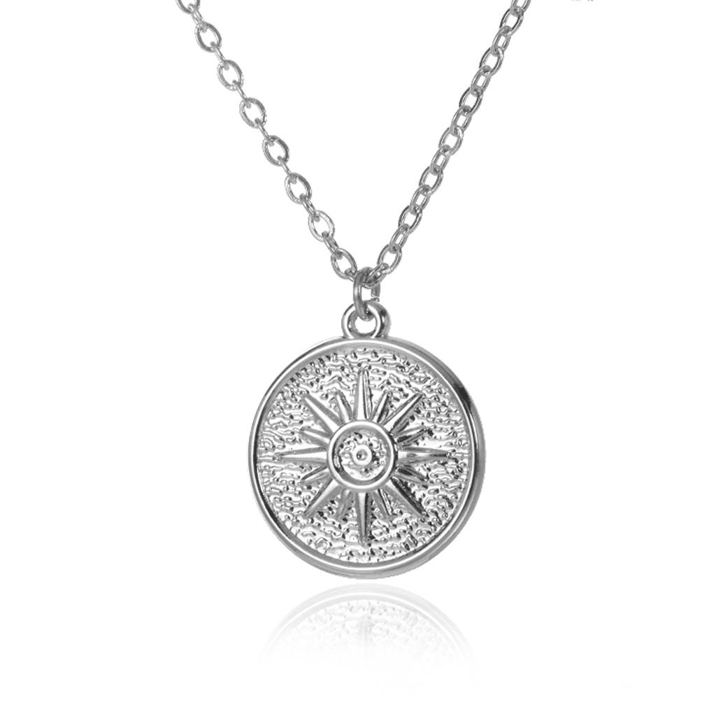 2025 Sun Moon Coin Pendant Necklace For Women Cute Fashion Gold Color Stainless Steel Round Necklace Sweet Jewelry Her Gifts