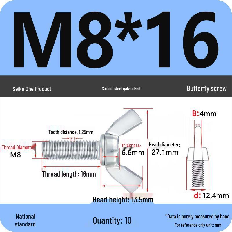 Verzinkter Kohlenstoffstahl Flügelschraube M4-M12