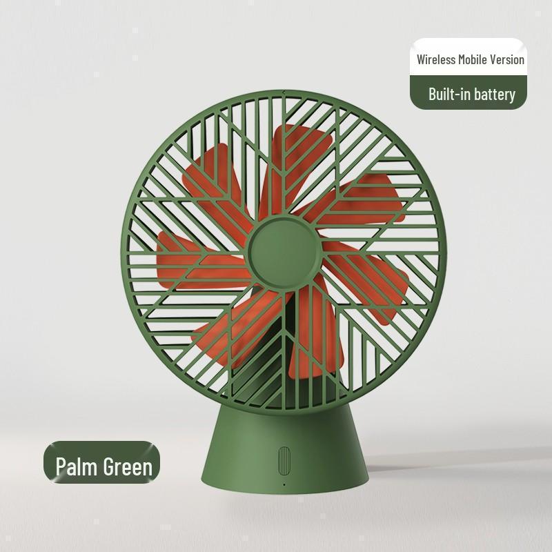 Rechargeable Silent Oscillating Desktop Fan for Dorms & Offices Palm Green