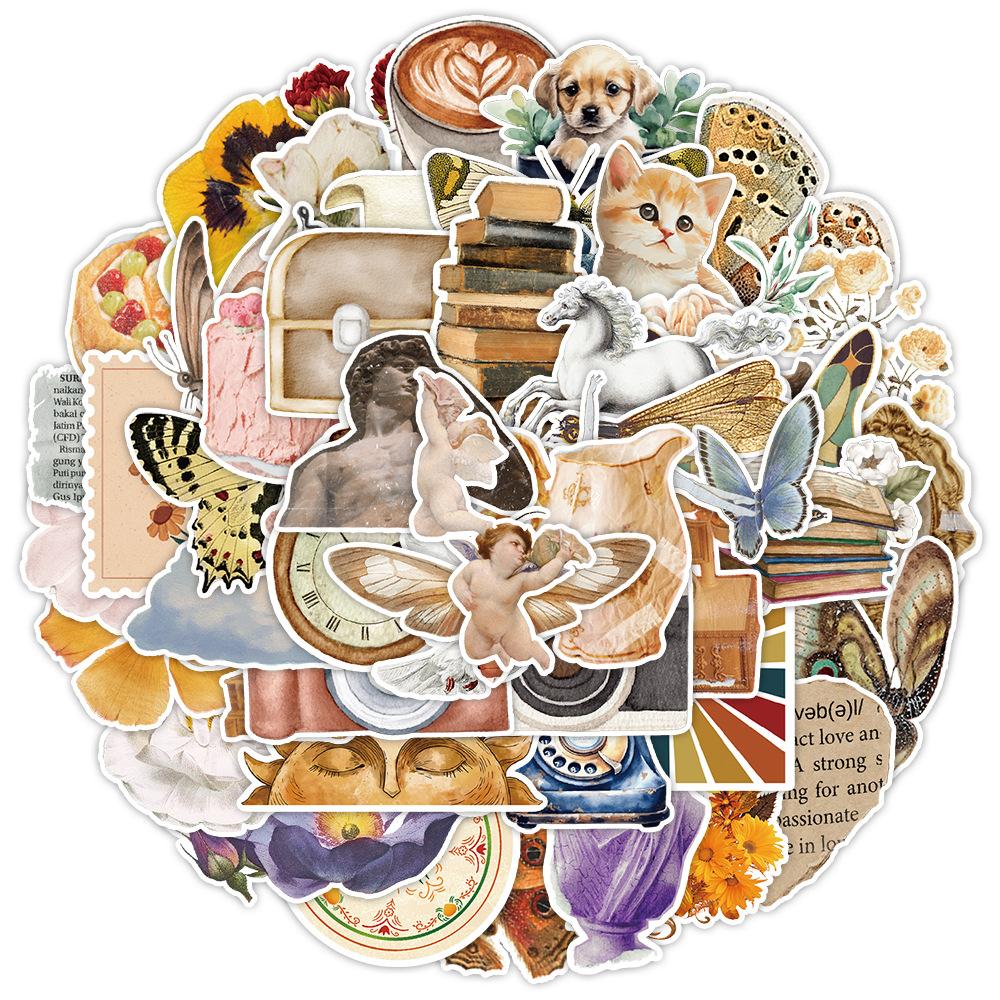 50 Retro Graffiti Stickers Notebooks Palette Case DIY Decorative Stickers Waterproof Creative Children's Girl Stickers