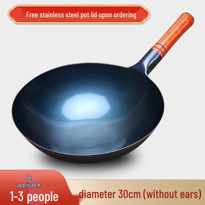 

Handmade Non-stick Iron Wok with Large Ladle – Seasoned Cookware for Home & Restaurant Chefs