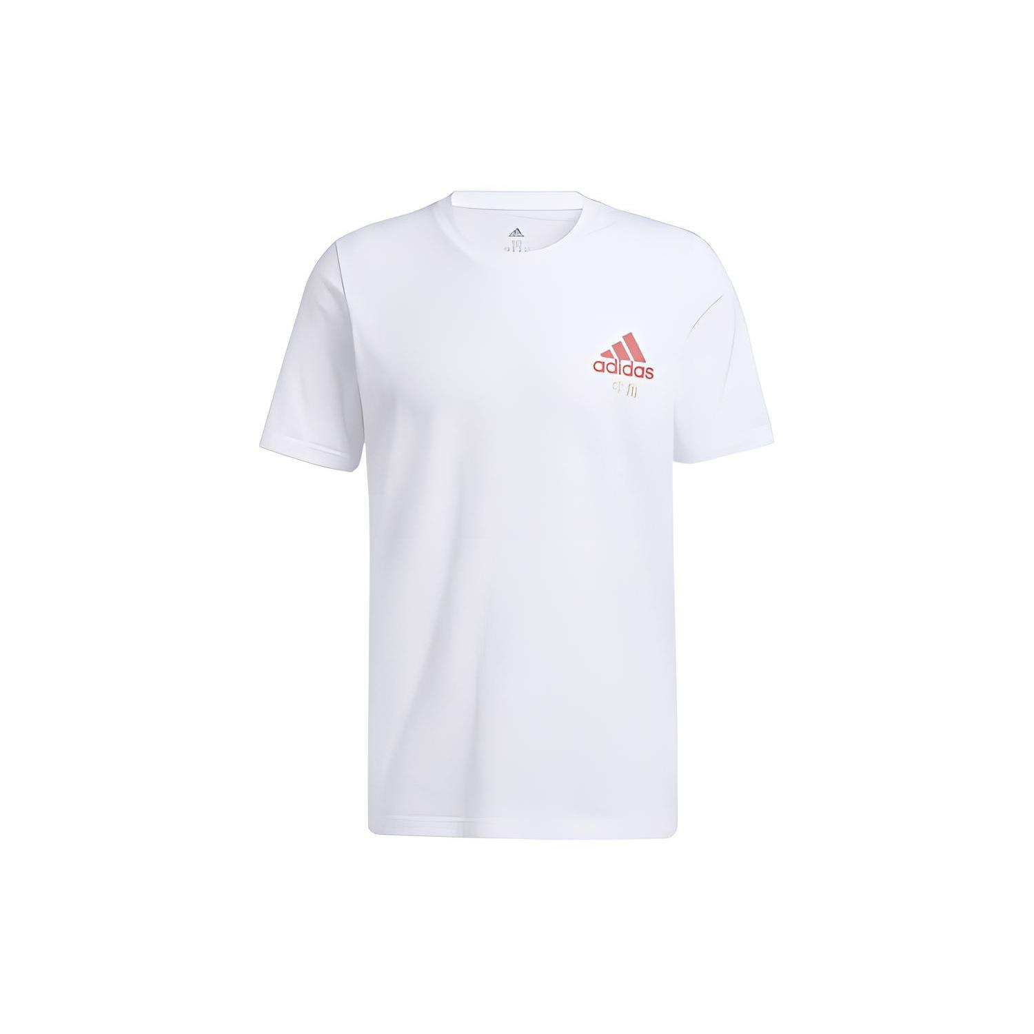 adidas Horns Tee Basketball Sports Printing Round Neck Short Sleeve White Men s GN5113 M