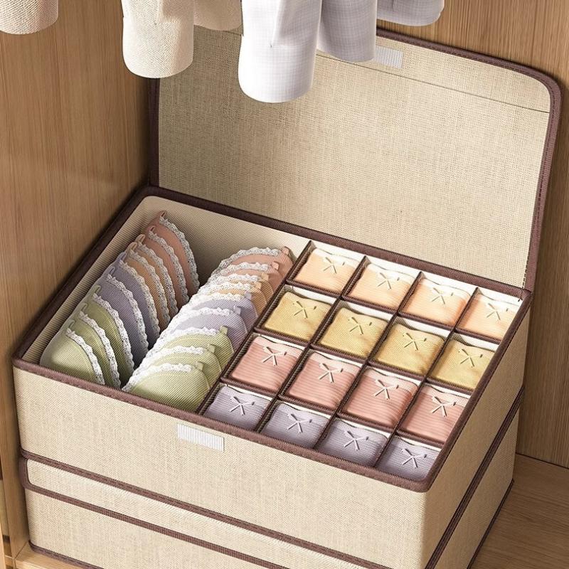 Underwear Socks Three In One Drawer Style Storage Box with Lid Honeycomb Style Underwear Neat Classification Storage Box Dust-proof Tidy Up Bag