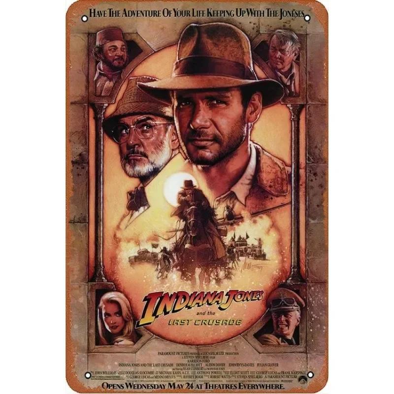 Classic Movie Tinplate Poster Indiana Jones Metal Sign Retro Industrial Wall Decor Plaque Bar Garage Home Tin Sign Art Plates