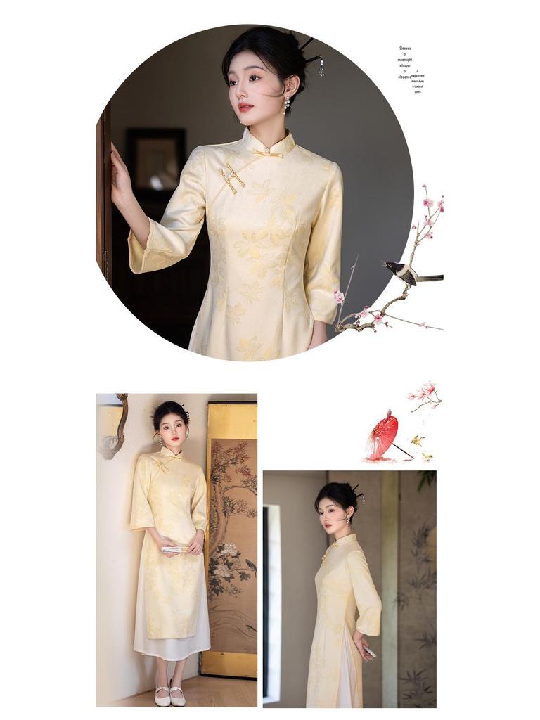 New Autumn-Winter Collection: Young Retro High-End Chinese-Style Ao Dai Qipao Dress