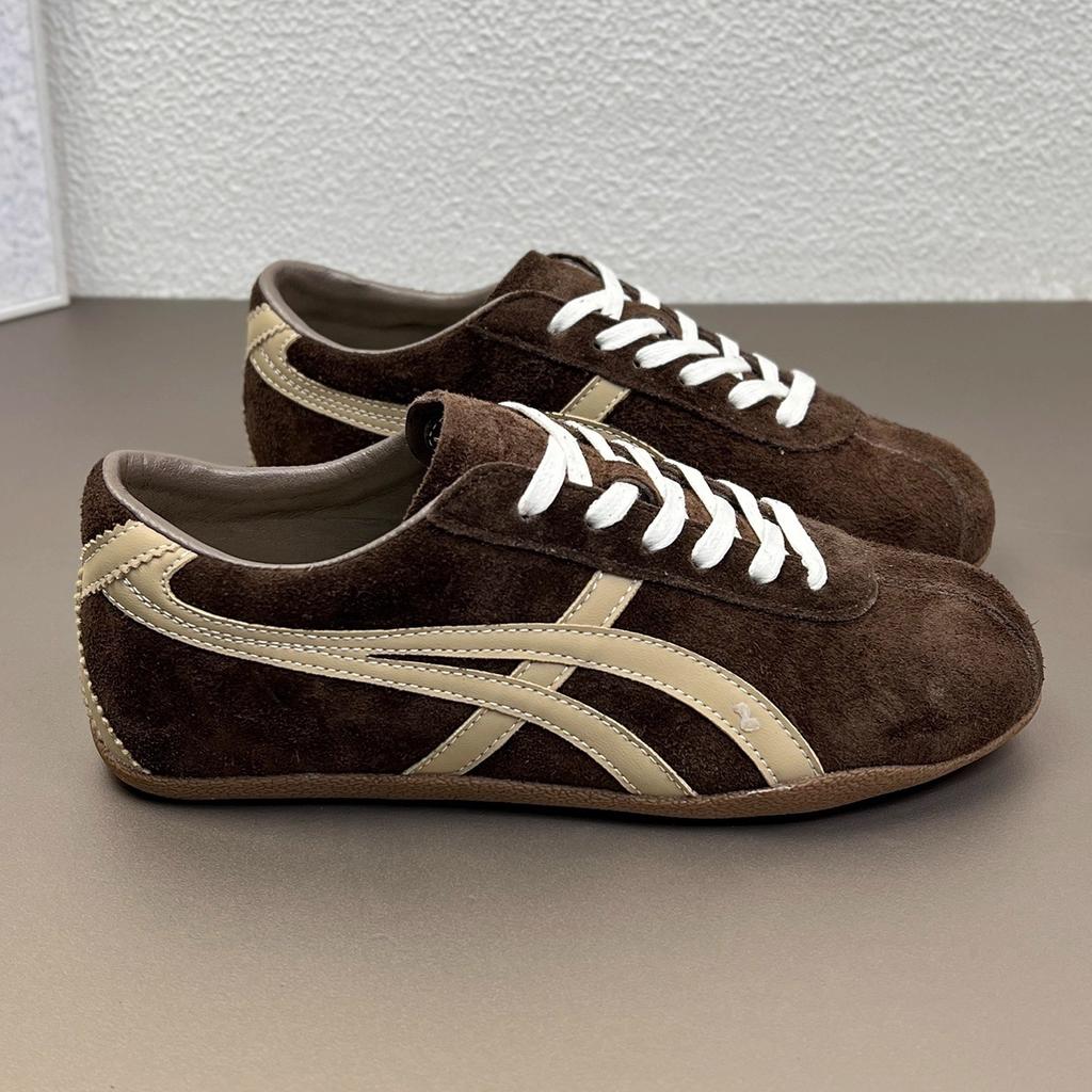 European Station Dexun Shoes Women's 2025 Autumn New Women's Shoes Leather Fashion Versatile Flat-bottomed Sports Casual Forrest Gump Shoes