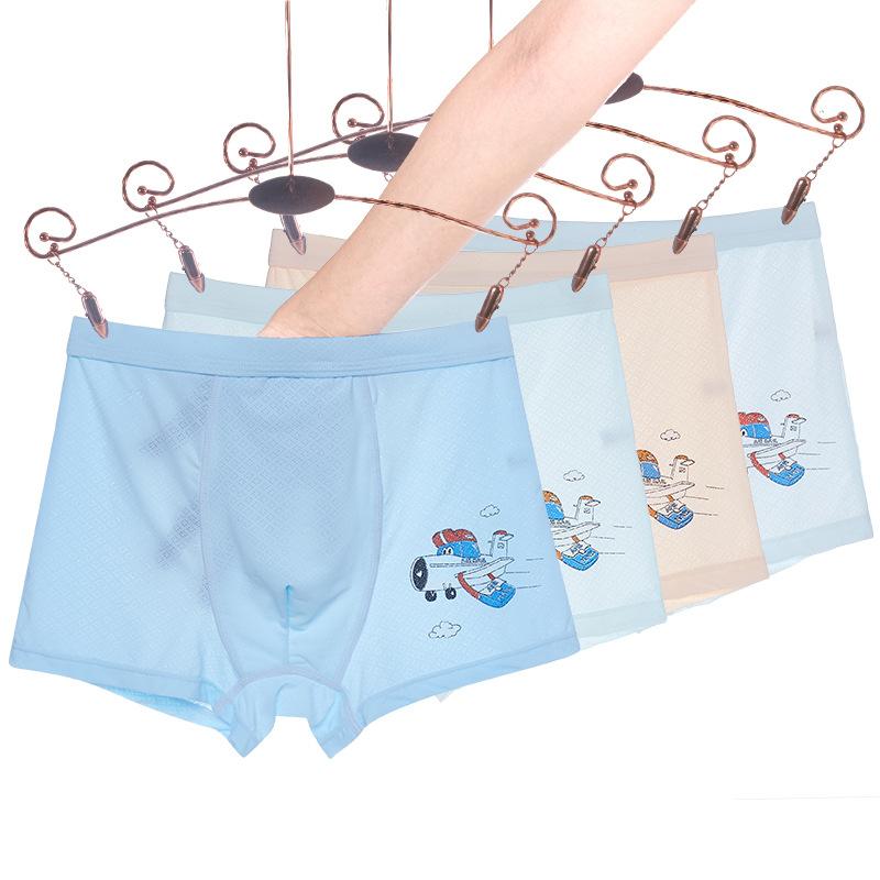 4Pcs Boys Boxer Briefs Breathable Mesh Soft Kids Underwear Cute Cartoon Comfortable Stretchy Shorts M
