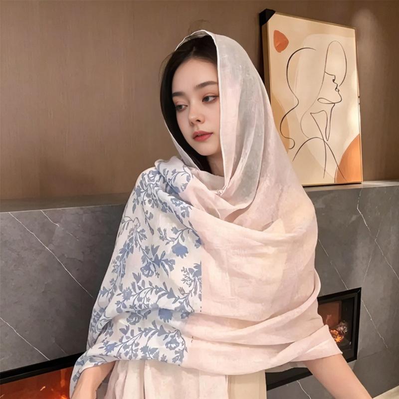 Womens Retro Ethnic Style Mid Length Sun Protection Shawl Travel Scarf