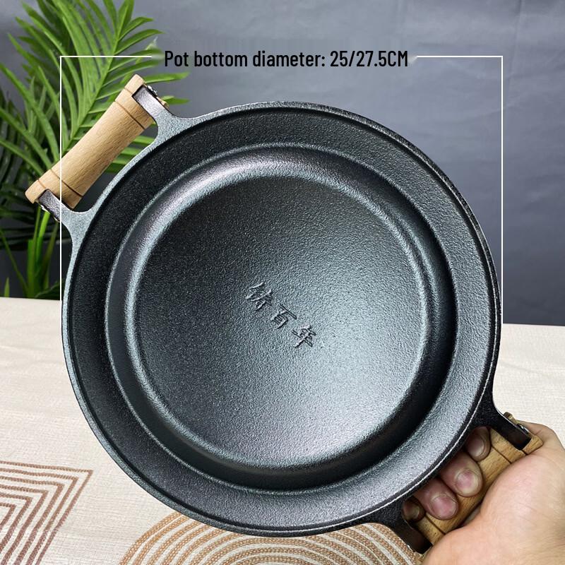 Litinová pánev Wutuo 28 cm na palačinky a lívance s dřevěnou rukojetí