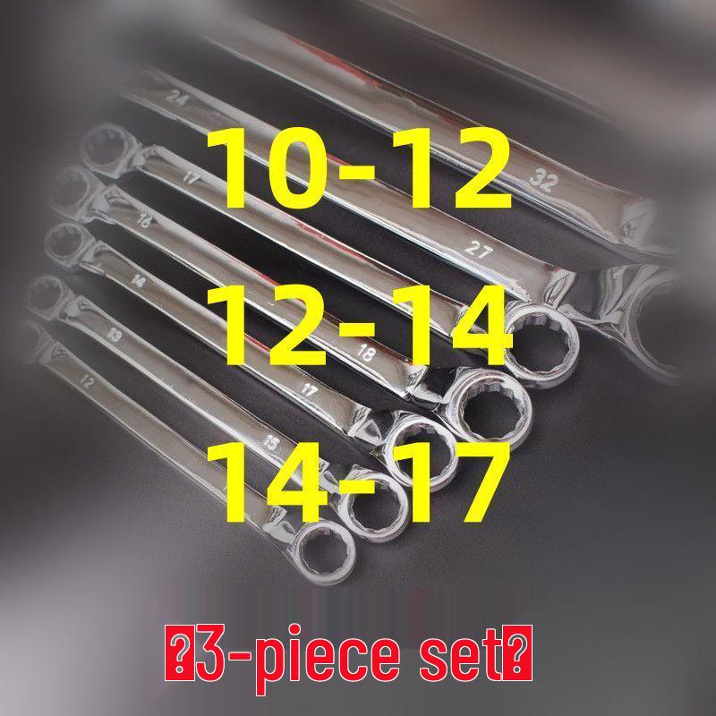 Dual-Ended Extra Long Chrome Hexagonal Box Wrench Set, Mirror Polished