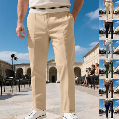 Męskie spodnie casualowe slim-fit o prostych nogawkach w jednolitym kolorze w dużych rozmiarach