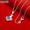 925 Sterling Silver Three-Layer Heart-Shaped Blue AAA Zirconia Pendant Necklace - Stylish Evening Jewelry
