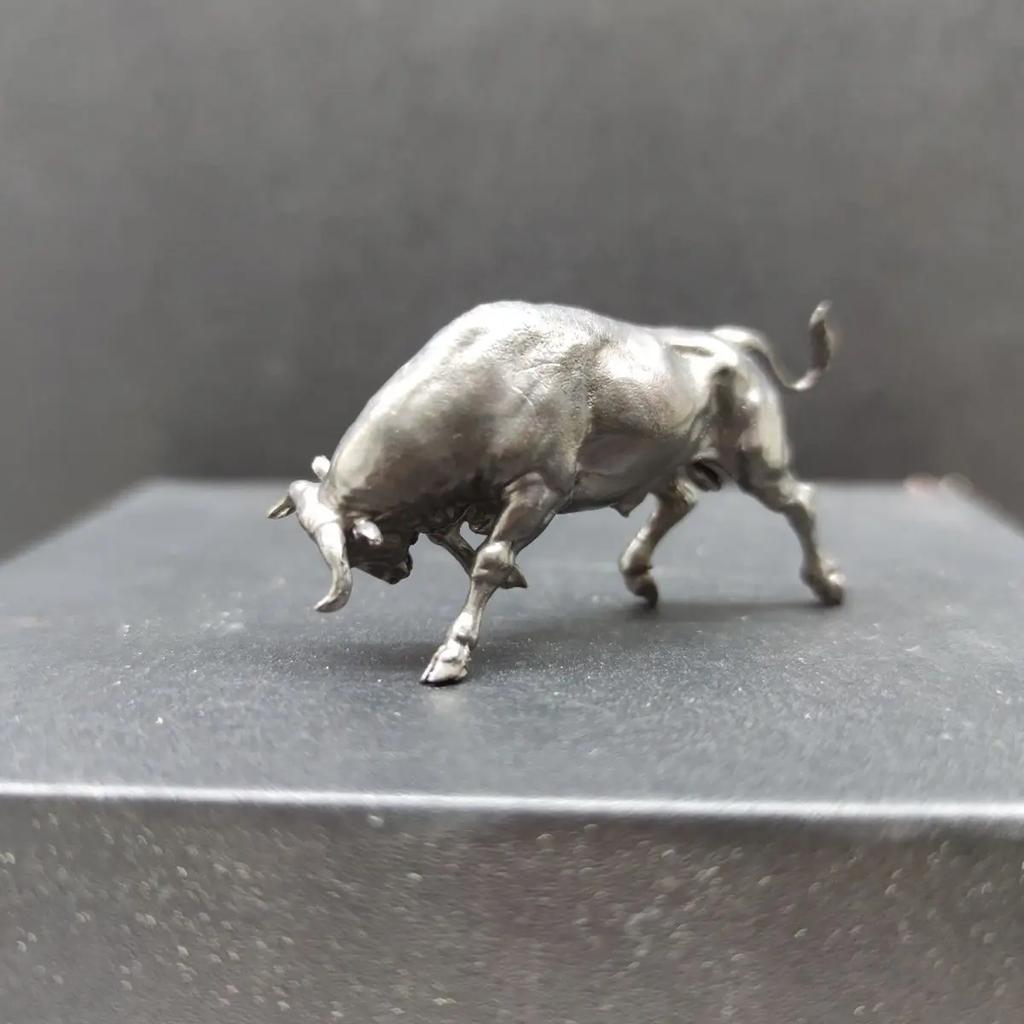 MINI Solid Pure Copper Ornament Bullish Lucky Cow 6cm Bull Wall Street Mascot Home Decor Desktop Crafts Sculpture Decoration